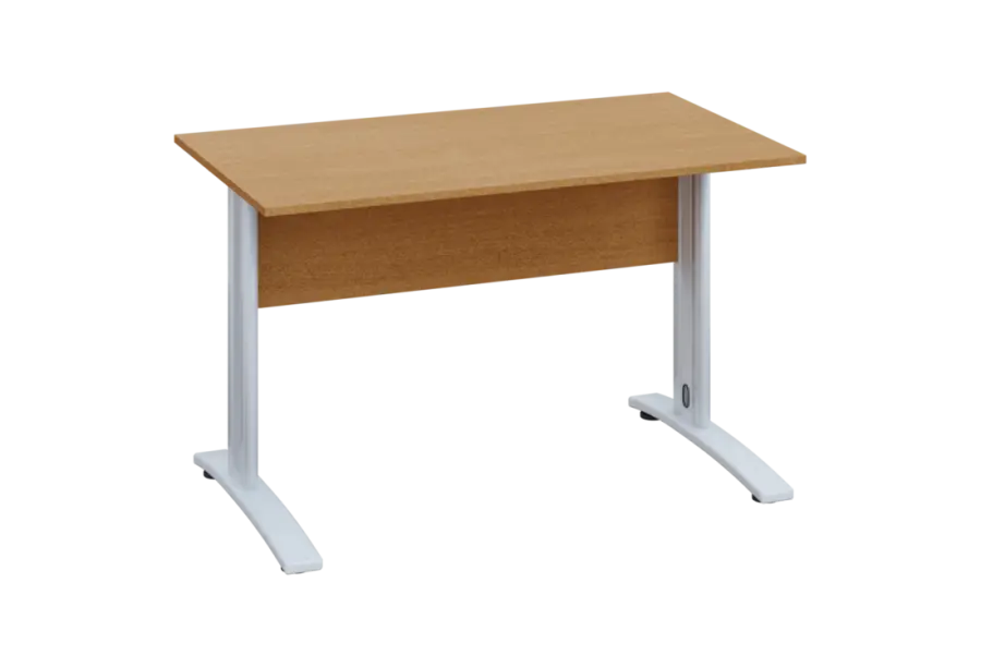 EPK 27 - 12 stůl kancelářský, kovová podnož bílá, deska 25 mm, široký 1200 mm, buk Royal